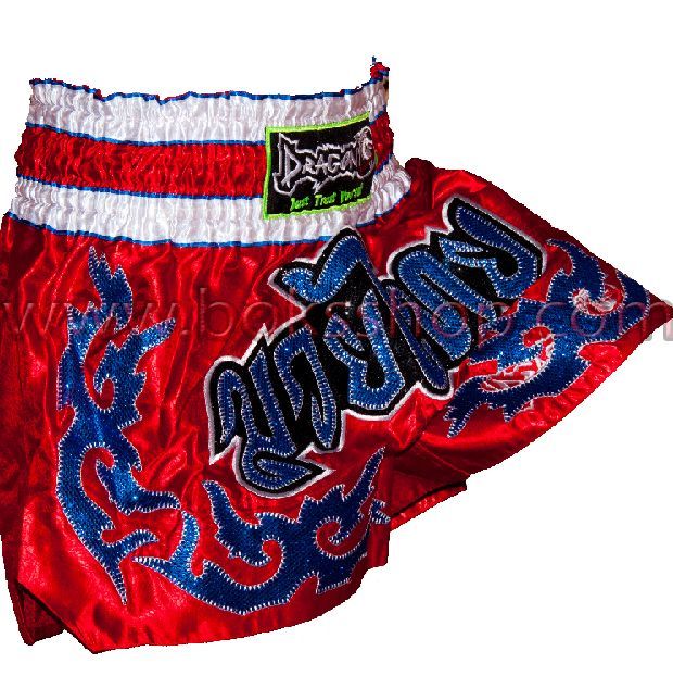 Nakışlı Muay Thai Şort Kırmızı Medium (M)