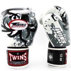 Twins Boks Eldiveni - Twins FBGVL3-36 Tribal Dragon White Boxing Gloves 10 oz