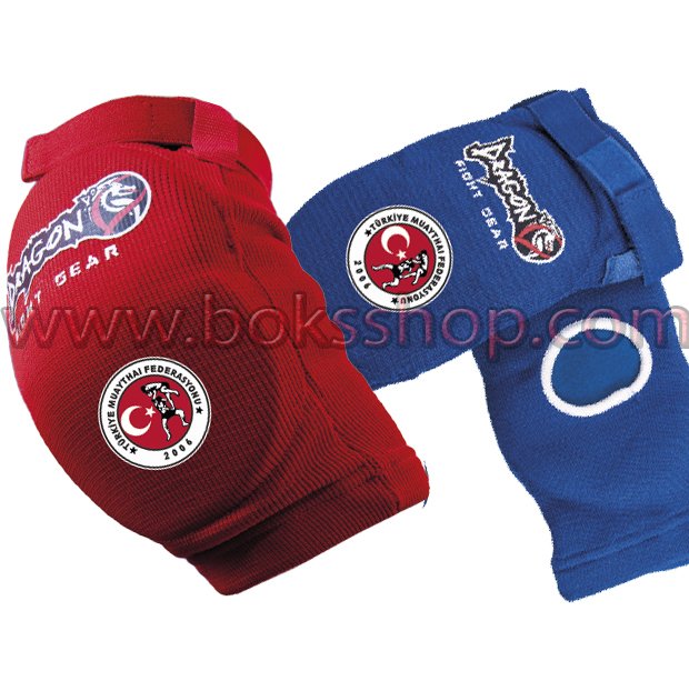 Dirseklik Muay Thai Federasyon Logolu Mavi - L / XL