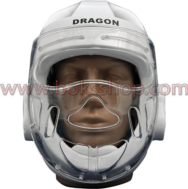 Taekwondo Maskeli Kask - Beyaz Medium (M)